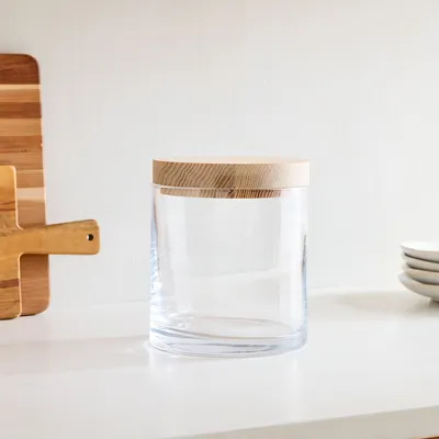 Lotta Wood Top Glass Kitchen Canisters | West Elm
