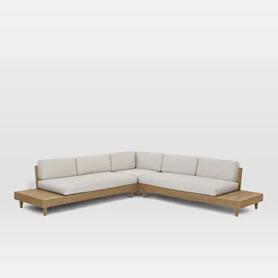 Portside Low Outdoor 3-Piece L-Shaped Sectional (112") | West Elm