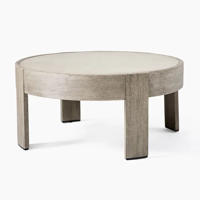 West Elm Volume Round Drum Coffee Table (36) - Burl, West Elm