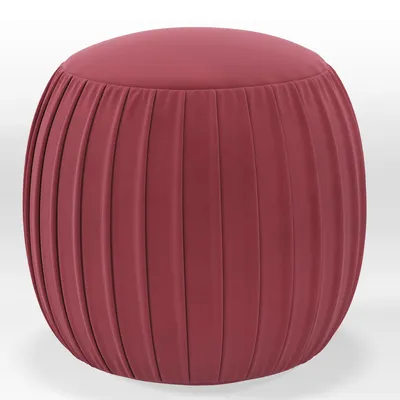 Rounded Pleated Ottoman | West Elm