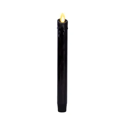 Wax Drip Flameless Taper Candles - Black (Set of 2) | West Elm