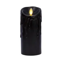 Wax Drip Flameless Pillar Candle - Black | West Elm