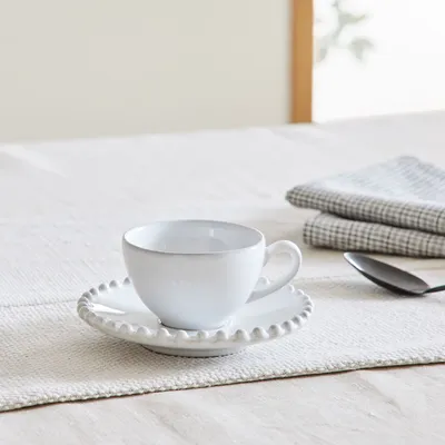 Costa Nova Pearl White Stoneware Coffee Cup & Saucers (Set of 4) | West Elm
