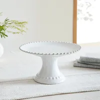 Costa Nova Pearl White Stoneware Footed Plate | West Elm