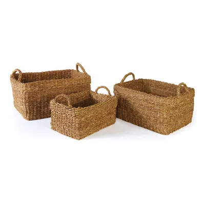 Cuffed Edge Seagrass Baskets - Set of 3 | West Elm