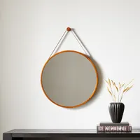 Modern Leather Round Hanging Mirror - 24" | West Elm