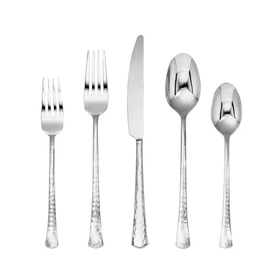 Reagan Hammered Mirror Flatware Place Setting (Set of 20) | West Elm