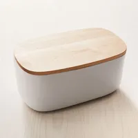 Kaloh Stoneware Bread Box w/ Cutting Board Lid | West Elm