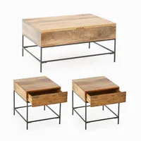 Industrial Storage Coffee Table + 2 Side Tables | Modern Living Room Furniture | West Elm