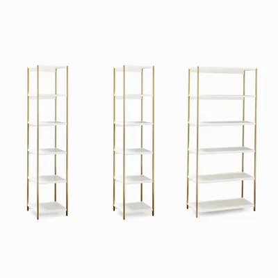 Zane Wide Bookshelf & 2 Narrow Bookshelves Set - White | West Elm