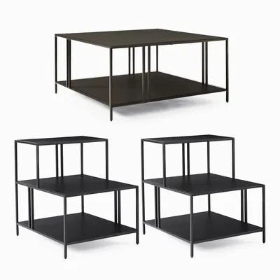 Profile Square Coffee Table & 2 Side Tables Set | Modern Living Room Furniture | West Elm