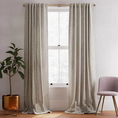 Cotton Canvas Tossed Lines Curtains (Set of 2) - Stone Gray | West Elm