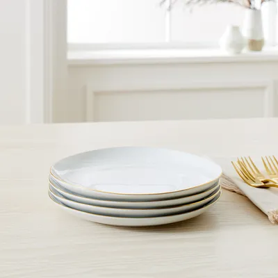 Organic Porcelain Gold-Rimmed Salad Plate Sets | West Elm