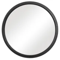 Textured Black Round Metal Mirror - 30" | West Elm