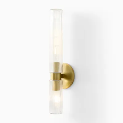 Fluted Double Asymmetrical Indoor/Outdoor Sconce (3") | West Elm