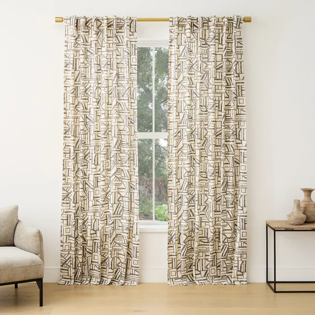 Cotton Canvas Delicate Floral Curtains (Set of 2)