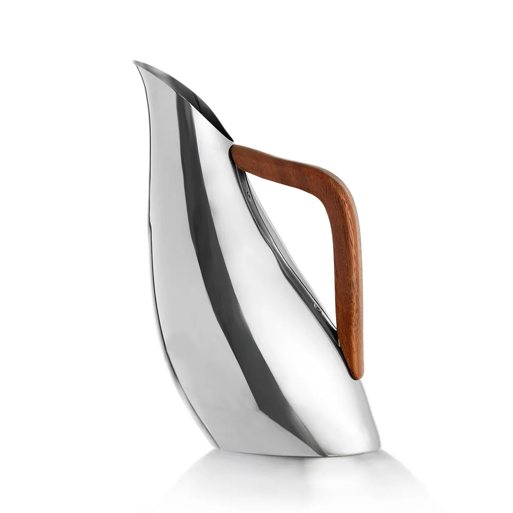 Nambe Pulse Stainless Steel & Acacia Wood Pitcher | West Elm