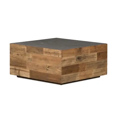 Square Wood Pedestal Coffee Table | West Elm