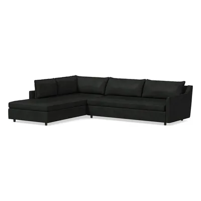 Easton Leather 2 Piece Terminal Chaise Sectional | Sofa With West Elm