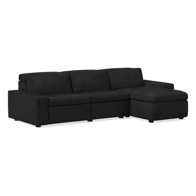 Enzo Leather 3-Piece Reclining Chaise Sectional w/ Storage (108") | West Elm