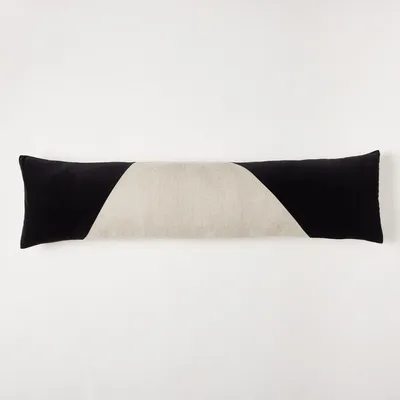 Cotton Linen & Velvet Corners Oversized Lumbar Pillow Cover | West Elm