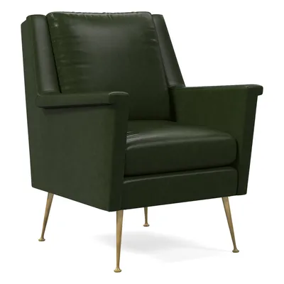 Carlo Leather Mid-Century Chair - Metal Legs | West Elm