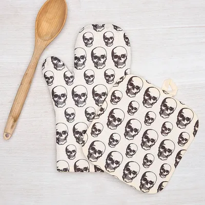 Counter Couture Skull Oven Mitt & Pot Holder | West Elm