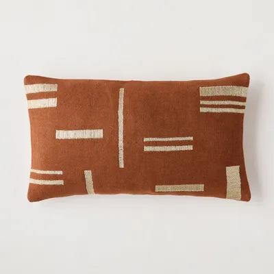 Embroidered Metallic Blocks Pillow Cover - Clearance | West Elm