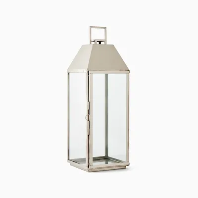 Modern Polished Nickel Metal Outdoor Lanterns | West Elm