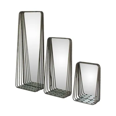 Tall Metal Framed Mirror w/ Shelves (Set of 3) | West Elm
