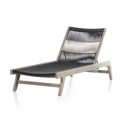 Catania Wood & Rope Outdoor Chaise | West Elm