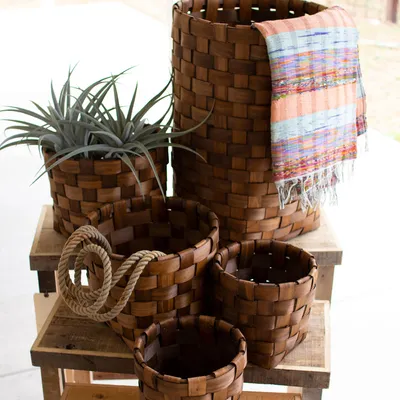 Round Chipwood Nesting Baskets (Set of 5) | West Elm