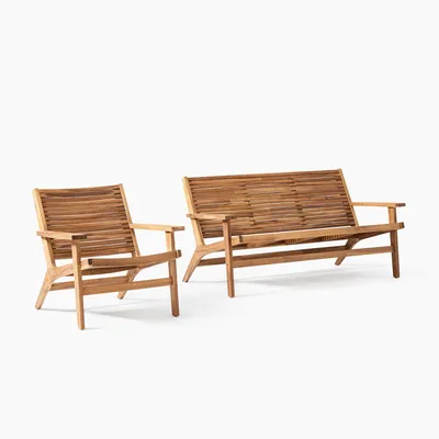 Acadia Outdoor Loveseat & Lounge Chair Set | West Elm