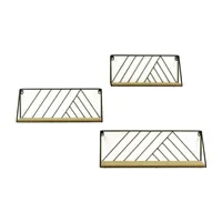 Wood & Metal Striped Wall Shelves (Set of 3) | West Elm