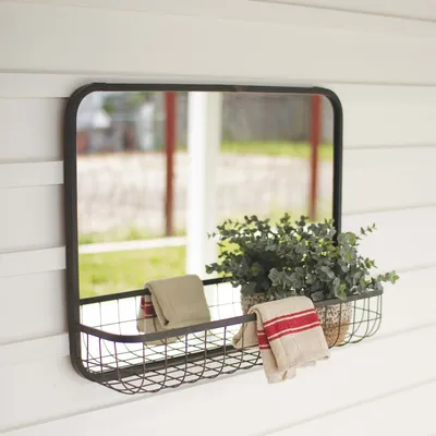 Wire Basket Shelf Mirror (27") | West Elm