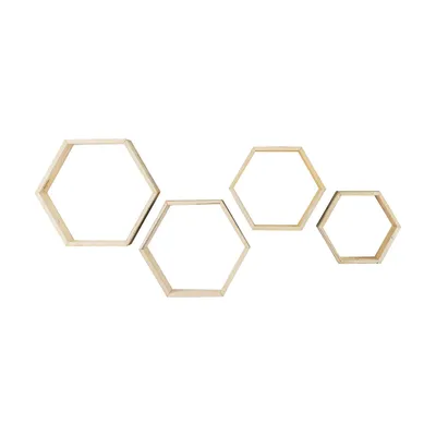 Recycled Wood Hexagon Wall Shelves (Set of 4) | West Elm