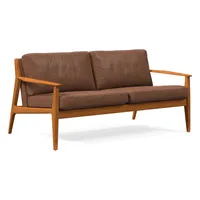 Mid-Century Leather Show Wood Sofa (66") | West Elm