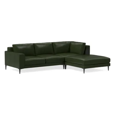 Harper Leather 3-Piece Ottoman Sectional (106"–116") | West Elm