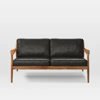 Mid-Century Leather Show Wood Sofa (66") | West Elm