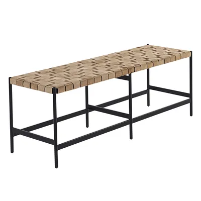 Woven Leather Bench | West Elm