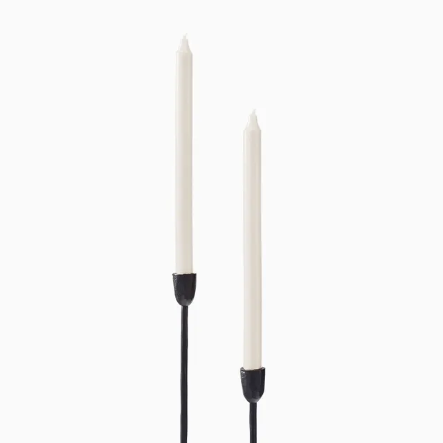 Wax Drip Flameless Taper Candles - Black (Set of 2)