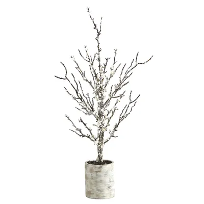 Faux Potted Flocked Twig Tree w/ Planter | West Elm