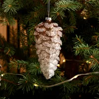 Silver Glitter Pinecone Ornament | West Elm