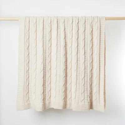 Made*Here New York Cotton Braided Chunky Cable Throw | West Elm