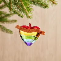 Blown Glass Rainbow Heart Ornament | West Elm