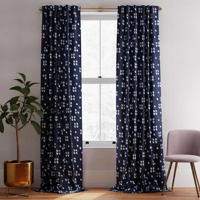 Shadow Dots Curtain (Set of 2) - Midnight | West Elm