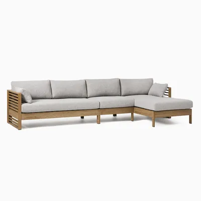 Santa Fe Slatted Outdoor 3-Piece Chaise Sectional (124") | West Elm