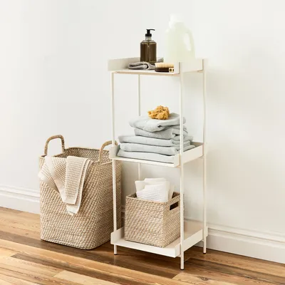 Open Box: Floating Lines Metal 3-Tiered Storage Wall Shelf - White | West Elm