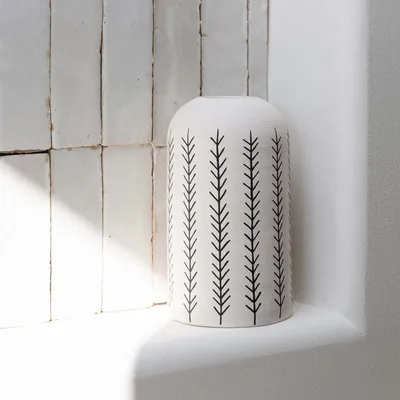 Little Korboose Tall Round Vessel - Feather | West Elm