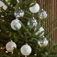 Costa Nova Pearl White & Iridecent Glass Boxed Ornaments (Set of 9) | West Elm